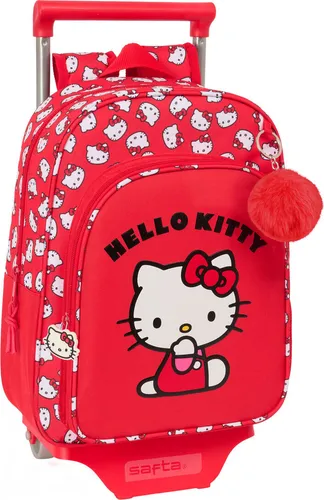 Schulrucksack mit Rädern Hello Kitty Iconic Weiß Rot 26 x 11 x 67 cm 26 x 34 x 11 cm