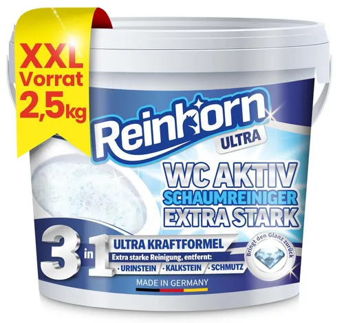 Reinhorn WC Aktiv Schaum Urinsteinlöser - XXL-Vorteilspackung - WC-Reiniger für Toiletten, Urinale und Bidets, hochkonzentriert mit Messbecher und Tragehenkel, entfernt effektiv Urinstein und Biofilm für hygienische Sauberkeit.