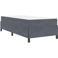 vidaXL Bettrahmen mit Matratze Dunkelgrau 90 x 200 cm - Modernes Bettrahmen-Set mit bequemer Matratze für ein stilvolles Schlafzimmer. Robuster Holzwerkstoff sorgt für Stabilität, während die mittelfeste Matratze optimalen Schlafkomfort bietet.