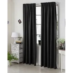 Thermovorhang Kälteschutz Verdunklungsvorhang Blickdicht Mit Kräuselband Für Schiene, 250g/m2 Schwere Wärmeisolierende Vorhänge Gardinen Wohnzimmer Schlafzimmer, 135x175 Cm Schwarz (1 Stück) - Woltu
