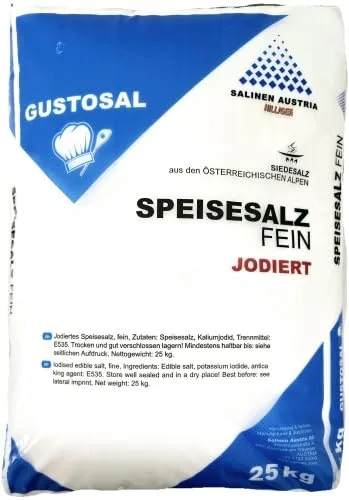SALINA GUSTOSAL SIEDE SPEISESALZ FEIN JODIERT 25KG KOCHSALZ SIEDESALZ SALZ KOCHEN