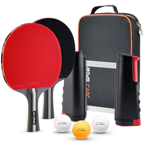 Tischtennisschläger Tischtennis Set mit Tischtennisbälle, Pingpong Set für Kinder Anfänger, Familien und Profis (Tischtennisschläger mit Tischtennisnetz)