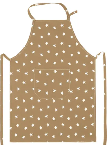 KRACHT 100% Baumwolle Grillschürze Küchenschürze Sternchen 70x90 cm beige NEU