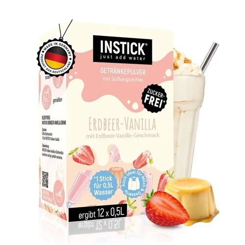 INSTICK Zuckerfreies Instant-Getränk für Milchprodukte (Erdbeer-Vanilla)