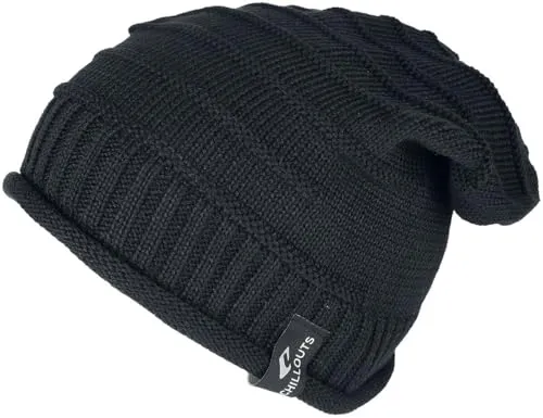 CHILLOUTS Erik Hat Unisex Mütze - Strickmützen für Herren, hochwertige Beanie in Schwarz, idealer Kälteschutz mit 100% Baumwolle für optimalen Tragekomfort.