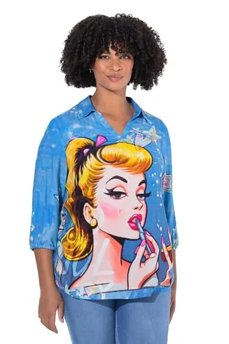 Angel of Style Damen große Größen Übergrößen Plus Size Tunika, A-Linie, Popart Muster, Langarm schneeweiß 50 844475200-50