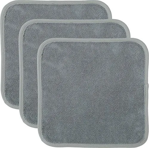 Erwin Müller Microfaser Abschminktücher, Make-up Entferner, Gesichtsreinigung 3er-Pack silber 30x30 cm- umweltfreundlich, wiederverwendbar, waschbar (weitere Farben)
