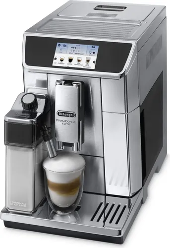 DeLonghi ECAM 656.75.MS PrimaDonna Elite - Silber - Kaffeevollautomat mit integriertem Mahlwerk und App-Steuerung. Genießen Sie frisch gemahlenen Kaffee und eine große Auswahl an Spezialitäten mit nur einem Knopfdruck.