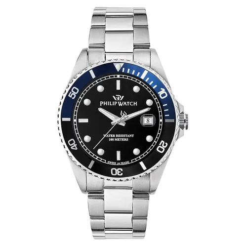 Philip Watch Caribe R8253597091 Herren 42Mm Edelstahl Schwarz Blau Batman Diver