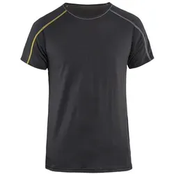 Unterzieh T-Shirt Xlight, 100% Merino von Blakläder - Dunkelgrau/Gelb XL - Arbeits- & Schutzkleidung: Hochwertiges Unterzieh T-Shirt aus 100% Merinowolle für optimale Isolation und Feuchtigkeitstransport, ideal für kalte Wintertemperaturen von +10°C bis -10°C.