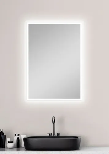 Talos Badspiegel mit Beleuchtung 50x70 cm - Badezimmer Wandspiegel mit hochwertigem Aluminiumrahmen, feuchtraumgeeignet und austauschbaren LED-Streifen für lange Lebensdauer und stilvolle Beleuchtung in neutralweiß.