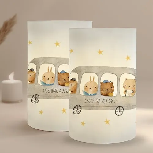 MeinBaby123® 10 Stück Windlicht Tischdeko für Einschulung, Schulbus, Deko Mädchen