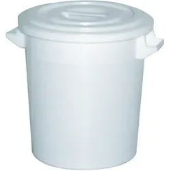 BRB Kunststofftonne 75 Liter mit Deckel, weiß - Robuste Kunststofftonne für vielseitige Anwendungen im Pflanzenzubehör. Mit 75 Litern Inhalt und glatten Innenwänden für einfache Reinigung - ideal für die Aufbewahrung von Erde, Dünger und mehr.