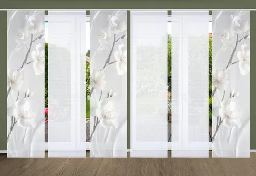 HOME in green Schiebegardine LAIRA, Paneelwagen (6 St) - Elegante halbtransparente Gardine in Bambusoptik, ideal für Sichtschutz und Raumteilung, 100% pflegeleichtes Polyester, 30°C waschbar.