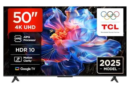 TCL 50V6C 50 Zoll 4K HDR Smart TV - Fernseher mit HDR10, HLG und Dolby Audio für ein beeindruckendes Seherlebnis. Ideal für Gamer dank HDMI 2.1 und geringen Latenzen.