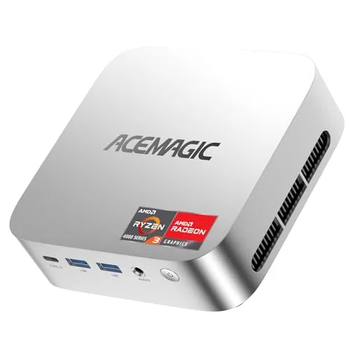 ACEMAGICIAN K1 Mini PC, 8GB DDR4 256GB SSD, AMD Ryzen R2544 (Besser als 4300U, bis zu 3,7 GHz), Win11 Pro Micro Desktop Computer, HDMI+DP+Type-C, USB3.2×6 für Business Office & Heimkino