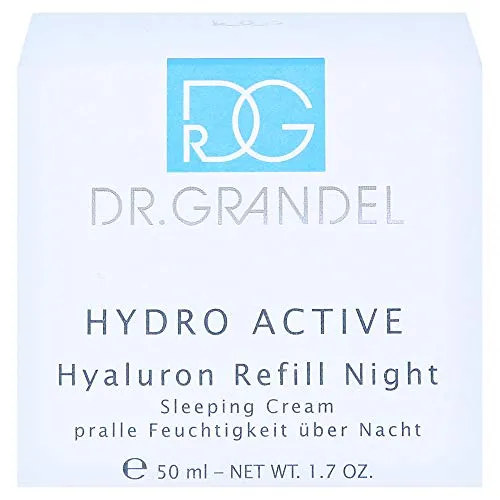 Dr.Grandel Hydroaktiv Hyaluron-Nachfüllpackung Nacht, 50 ml - Nachtpflege, intensiv feuchtigkeitsspendend mit Hyaluron für eine erholte und strahlende Haut am Morgen