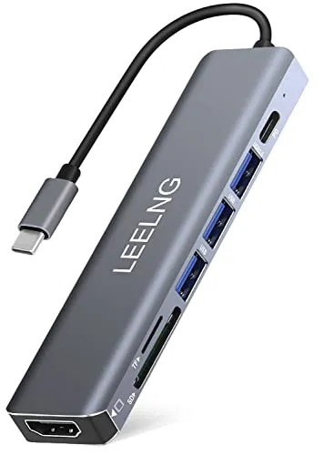 FITLONG 7-in-1 USB C Hub für MacBook, 4K HDTV, SD/TF-Kartenleser, USB C Docking Station für Computer/MacBook Pro Air/iPad/Surface/Samsung/Steam Deck/RogAlly/Type C