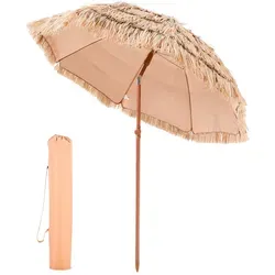 VEVOR Strohschirm Hawaii 2m - Neigbar und Wasserdicht - Sonnenschirm für Garten, Strand und Terrasse mit neigbarem Design für optimalen Schatten. Hochwertiges PP-Stroh und 8 Metallstreben sorgen für Langlebigkeit und Komfort.