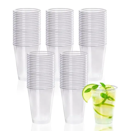Gucass 100x Plastikbecher, 0.24L Trinkbecher aus Hartplastik Mehrwegbecher Partybecher, Kunststoffbecher Cocktailbecher für Champagner Bier Getränk, Plastic Cups für Party Geburtstag Hochzeiten, 240ml