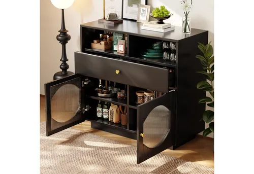 MODFU Sideboard Aufbewahrungsschrank mit Glastüren