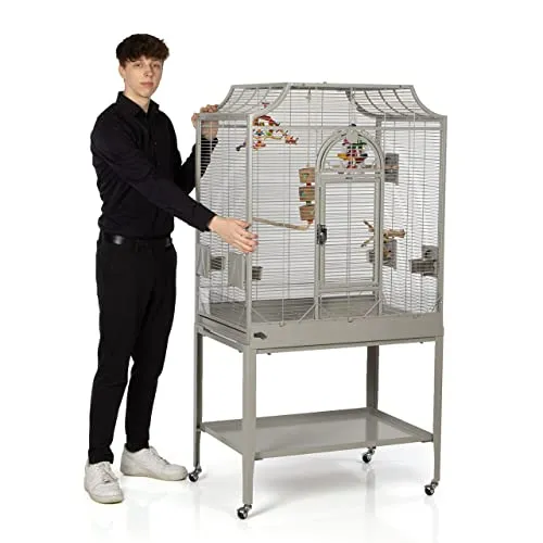 Montana Cages Madeira II | Premium Vogelkäfig für Sittiche - Vogelkäfig in Premium Qualität mit 4 Edelstahlnäpfen und Anflugklappe, ideal für Sittiche. Flexibel auf 360° Lenkrollen und mit robuster AVILON Pulverbeschichtung für Langlebigkeit.