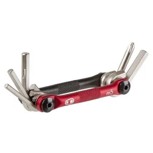 crankbrothers Multitool M5/rot-schwarz, Fahrrad Reparatur Werkzeug, Mini Tool