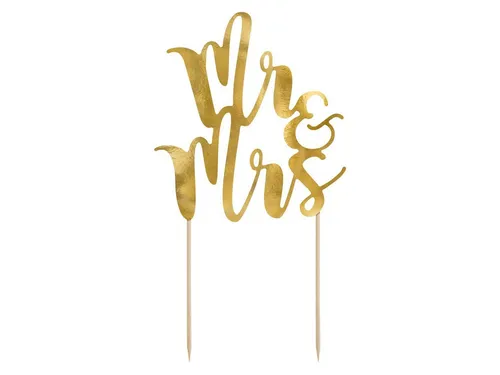 Cake Topper Mr Mrs - 25,5 cm Tortenstecker in Gold, perfekte Tortendeko für unvergessliche Hochzeiten