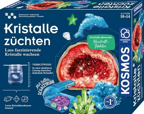 KOSMOS 645601 Kristalle züchten - Faszinierendes Komplett-Set für Kinder, glitzernde Blitzkristalle und spannende Experimente für kreative Chemie-Entdecker