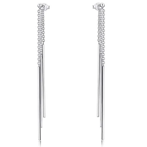 MATERIA Pendel Ohrringe Silber 925 - Lange Ohrstecker für Damen - Ohrringe für Damen, 78mm lange Pendel Ohrringe aus hochwertigem Silber 925, die jedem Outfit einen eleganten Akzent verleihen.
