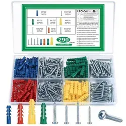 Dübel Schrauben Set 290 Stk mit Linsenkopfschrauben für Ziegel - Das 290-teiliges Dübel Schrauben Set bietet alles für die sichere Befestigung von Spiegeln, Regalen und mehr. Mit robusten Materialien und vielfältigen Größen für verschiedene Wandmaterialien ist es ideal für zuverlässige Montagen.