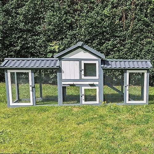 NYVI Hasenstall Picasso XXL - Wetterfest mit Auslauf - Kleintierkäfige, ideal für draußen mit PVC-Dach, bietet deinen Hasen ein stilvolles und sicheres Zuhause.