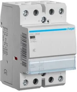 Hager ESC263S Schütze 63A - brummfrei - Installationsschütz 63A, brummfrei für leisen Dauerbetrieb. Ideal für Elektroinstallationen, mit integrierter Schutzschaltung und Kontaktstellungsanzeige. Geeignet zum nachträglichen Anbau von Zusatzeinrichtungen.