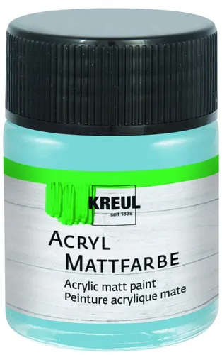 KREUL 75538 - Acryl Mattfarbe, bayrischblau im 50 ml Glas, cremig deckende, schnelltrocknende Farbe auf Wasserbasis, für viele verschiedene Untergründe geeignet