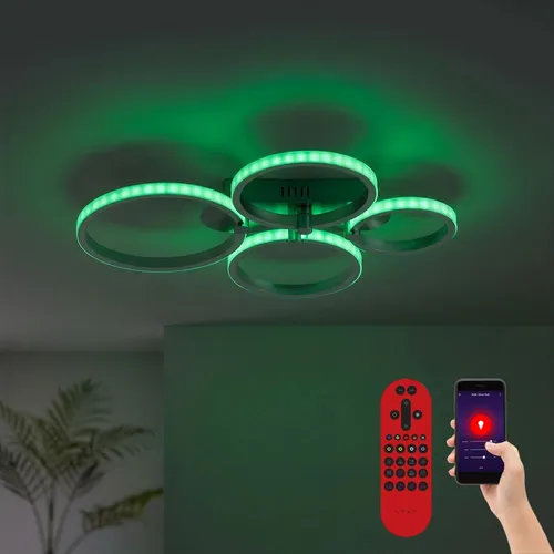 Smart LED Deckenleuchte mit Fernbedienung und App-Steuerung - Moderne Deckenleuchte für alle Wohnräume, dimmbar und mit RGB-Farbwechsel. Flexibel steuerbar per App oder Fernbedienung, ideal für stimmungsvolle Beleuchtung in jedem Raum.