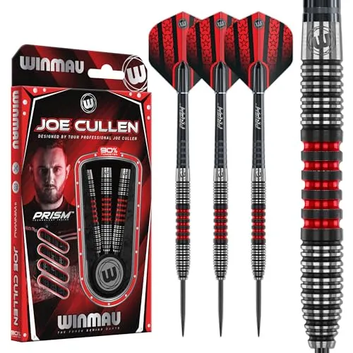 WINMAU Joe Cullen 23g Tungsten Darts Set - Steel-Dartpfeile mit 90% Tungsten, ideal für präzises Spiel, inklusive hochwertiger Prism Alpha Flights und Force Shafts für optimale Performance.