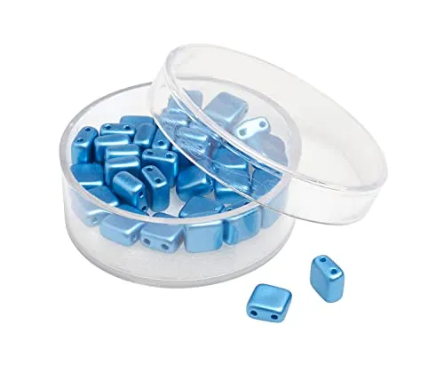 PRACHT Glasperle Quadratisch 35 Stück Set Glasperlen für Schmuck Basteln Ganzjährig geeignet Blau