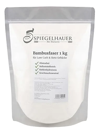 Bäckerei Spiegelhauer Bambusfaser 1 kg - Bambusmehl Keto lower carb Mehl zum Backen Bestäuben Bemehlen und Ausrollen - frei von Kohlenhydraten