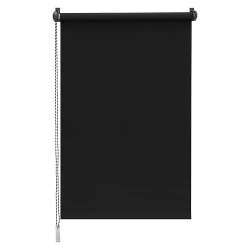 Sekey Verdunklungsrollo ohne Bohren Klemmfix 100 cm breit, Seitenzugrollo Hitzeschutz Sichtschutz und Sonnenschutz Wandmontage Deckenmontage Klemmrollo für Fenster & Tür, 100 x 130cm, Schwarz