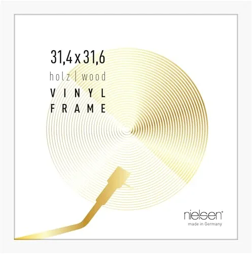 nielsen Schallplatten Rahmen, 31,4 x 31,6 cm, Holz, Reinweiß, Vinyl Rahmen zum Aufhängen im Hoch- & Querformat, bruchsicheres Kunstglas, Vinyl Holz