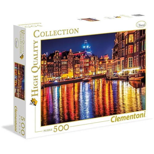 Clementoni 35037 Amsterdam Puzzle - 500 Teile ab 9 Jahren, buntes Geschicklichkeitsspiel mit kräftigen Farben und idealer Wanddekoration