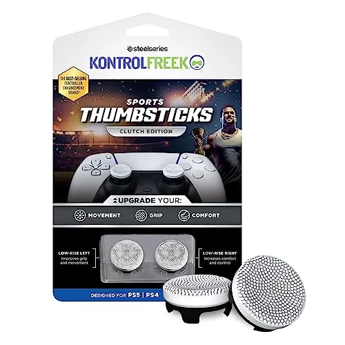 KontrolFreek Clutch für Playstation 5, PS5 und Playstation 4, PS4-Controller, Performance-Thumbsticks, 2 Low-Rise Concave, Schwarz & Weiß