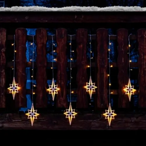 HI LED-Lichtervorhang LED Lichtervorhang mit Sternen ca. 135 x 95 cm