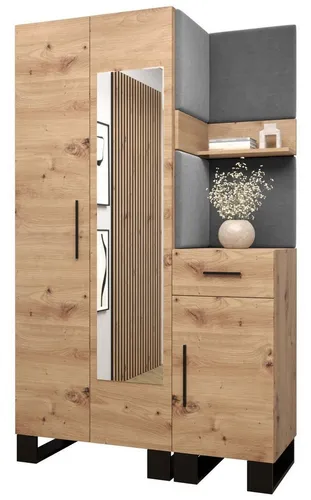 ABIKS MÖBEL Garderoben-Set ARTIN 16 mit gepolsterten Paneelen - Stylisches Garderoben-Set im modernen Industriedesign mit gepolsterten Paneelen. Bietet viel Stauraum und individuelle Gestaltungsmöglichkeiten für Ihren Flur. Solide Bauweise und schallabsorbierende Funktion.