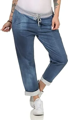 Damen Jogginghose im Boyfriend-Style Sweatpants für Freizeit Sport und Fitness 2581 (as3, Numeric, Numeric_42, Numeric_46, Regular, Regular, Dunkelblau/Uni)