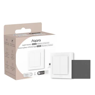 Lichtschalter H2 EU weiß, 4 Tasten, 2 Kanäle - SmartHome Lichtschalter, kompatibel mit Alexa, Google Home und mehr. Ideal für eine einfache Steuerung Ihrer Hausautomation.