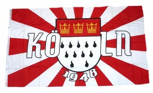 Flagge / Fahne Köln 1948 Fan Hissflagge 90 x 150 cm in weiß von FahnenMax®