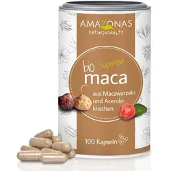 MACA BIO Vegicaps mit Bio Acerola Pulver 60 g von AMAZONAS