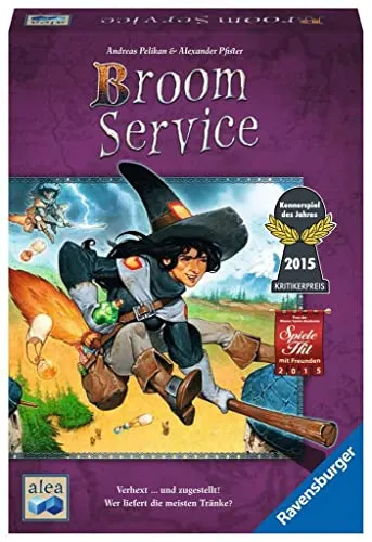 Ravensburger Broom Service Brettspiel - Gesellschaftsspiel für 2-8 Spieler, strategisch und spannend – wer bringt die meisten Zaubertränke? Ideal für Spieleabende mit Freunden!