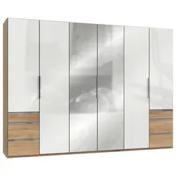 Drehtürenschrank Level 36D ca. 300x216x58 cm Weiß/Eichefarben